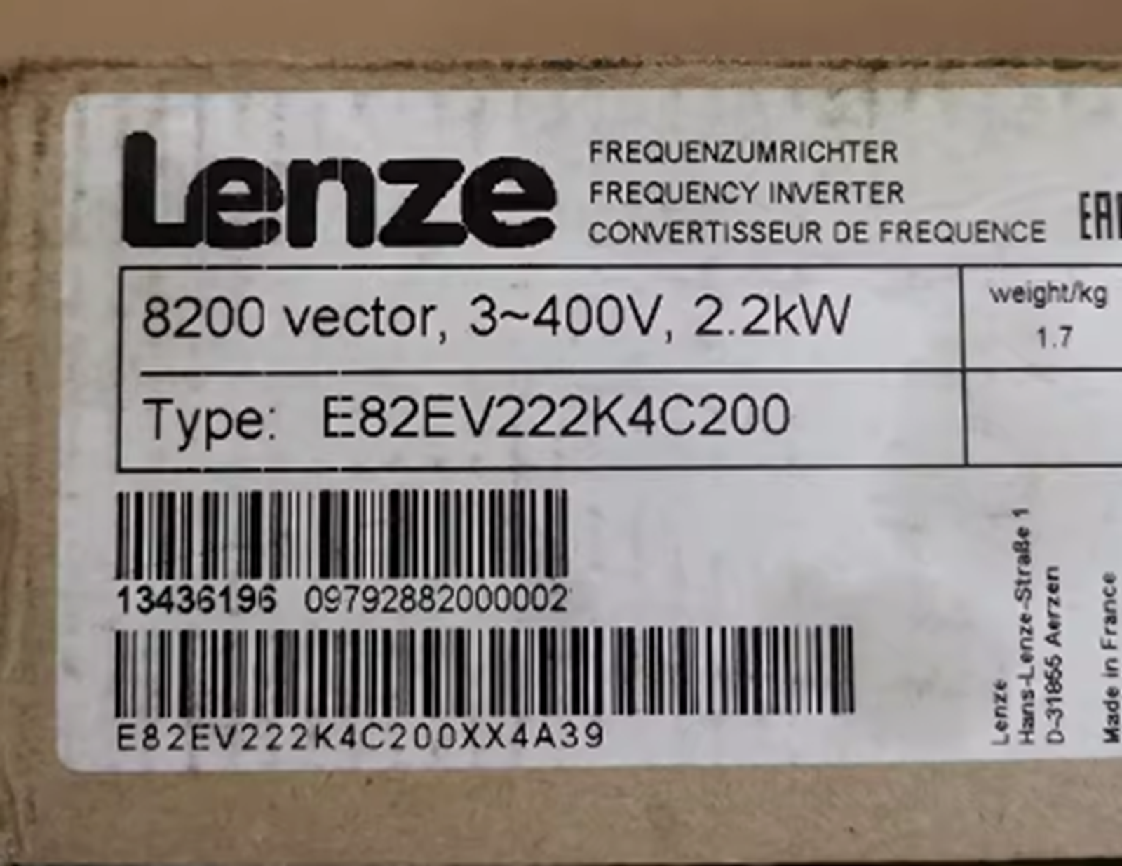 new  LENZE E82EV222K4C200 Frequency Inverter