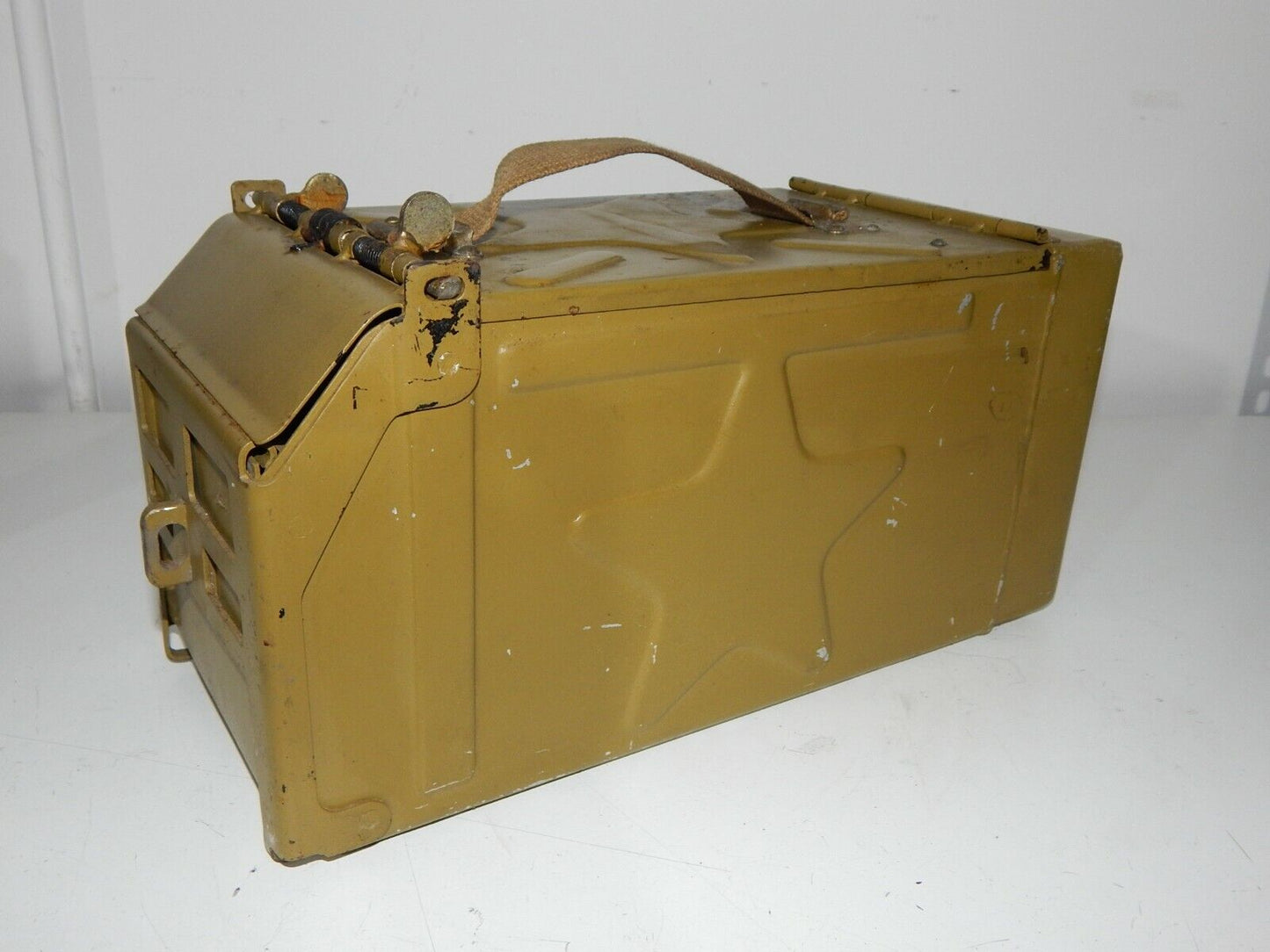 Used Soviet Metal Box DShK KPV - RARE - with stars, dimensions 20x15x10 cm, 500g, rare Soviet design - SOVIET RARE