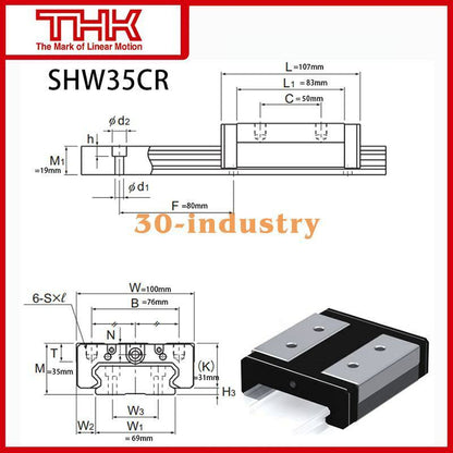 1Pcs New SHW35CR Linear Guide Slider, 35x100x107 mm - KOEED