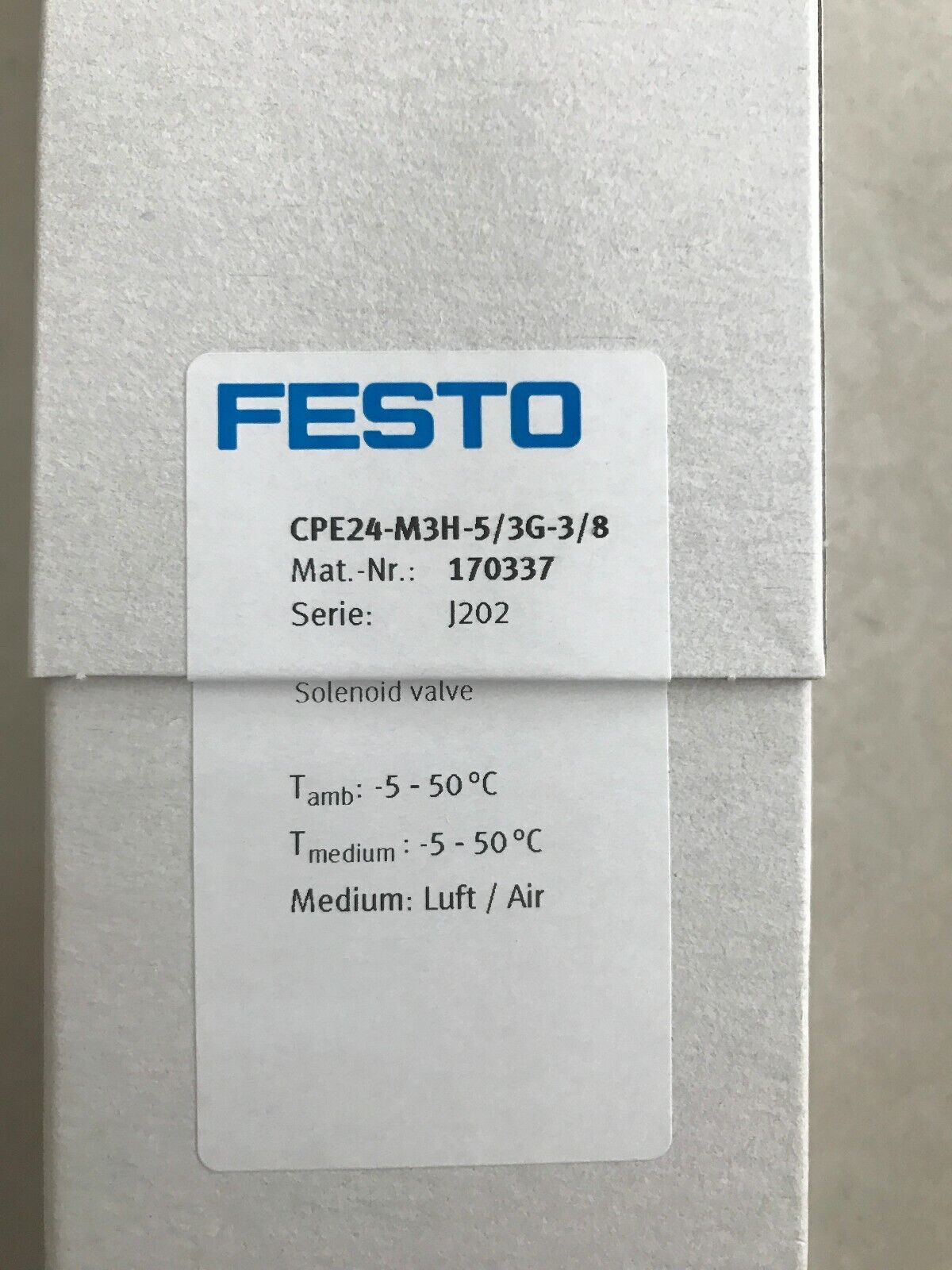 new 1PC FESTO Solenoid Valve CPE24-M3H-5/3G-3/8(170337)