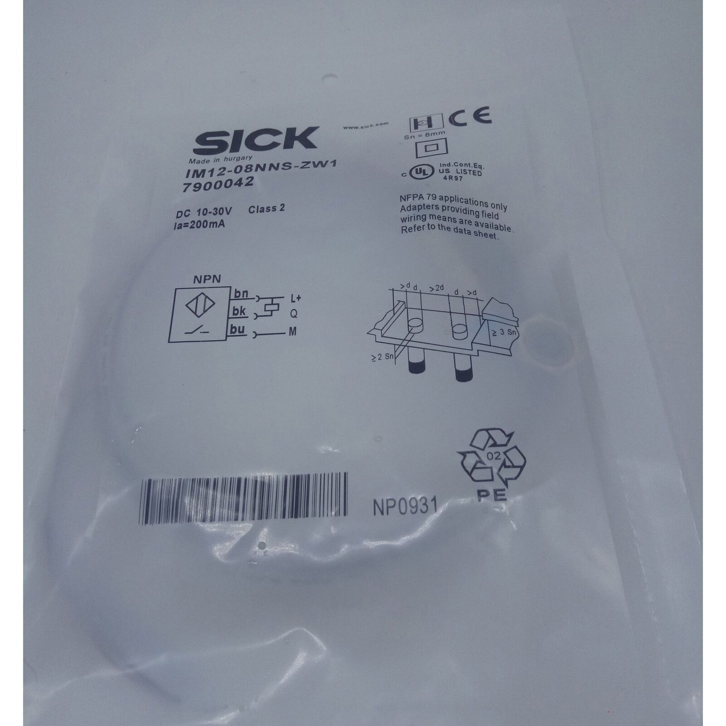 new one sick proximity switch sensor im12-08nns-zw1 - ONE SICK