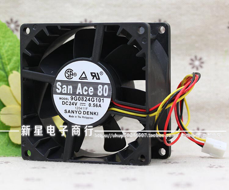 1pcs Sanyo 9G0824G101 24V 8CM 8038 0.56A inverter fan 3pin