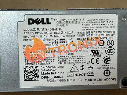 for 580W Server Power Supply F5XMD H371J G686J A580E-S0 D580E-S0 for DELL /T410