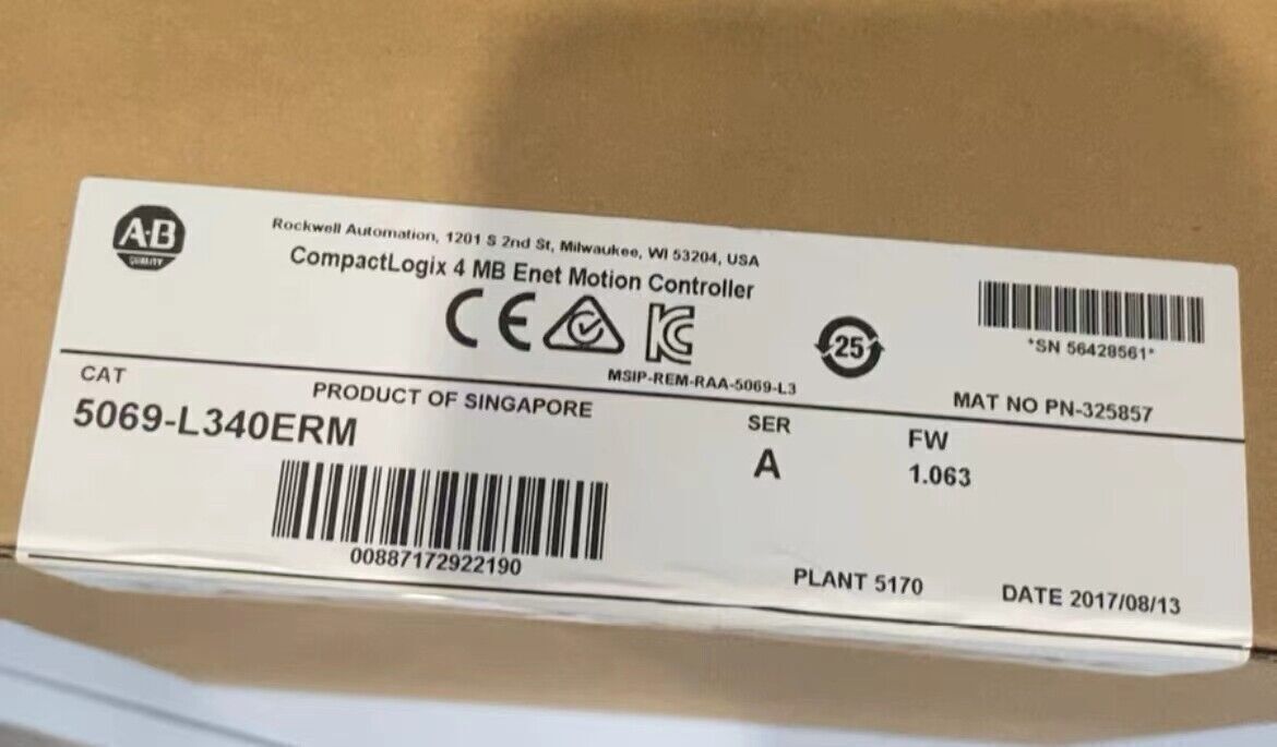 Allen Bradley NEW 5069-L340ERM CompactLogix 5380 4 MB Enet Controller AB US - ALLEN BRADLEY