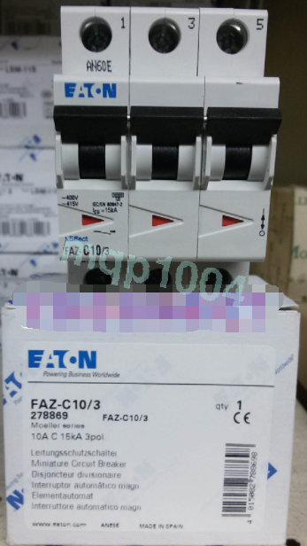 new 1PCS  Eaton Moeller  FAZ-C10/3 Circuit Breakers 3P 10A C-Type Eaton