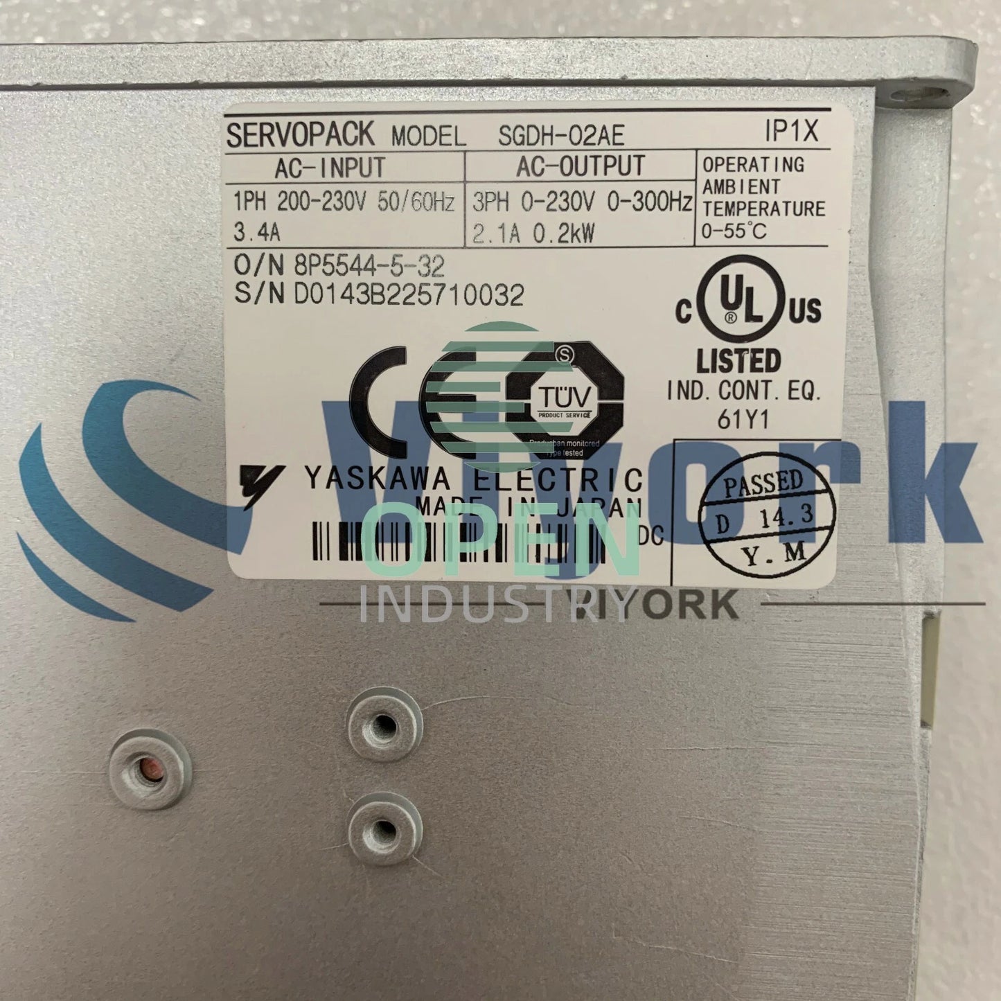 1PCS Yaskawa SGDH-02AE SERVO DRIVE AC INPUT 1 PHASE 3.4 AMP 230V
