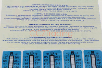 THERMAX TMC 10 strips Temperature Label 10 Level Range B 77-127°C/171-261℉