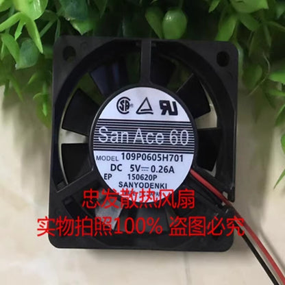 Sanyo San Ace 60 109P0605H701 6015 DC5V 0.26A 6CM 2-wire inverter cooling fan