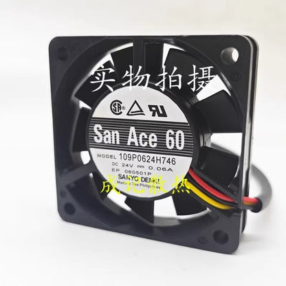 Sanyo 109P0624H746 6015 DC24V 0.06A 60*60*15MM 3-Wire Inverter Cooling Fan
