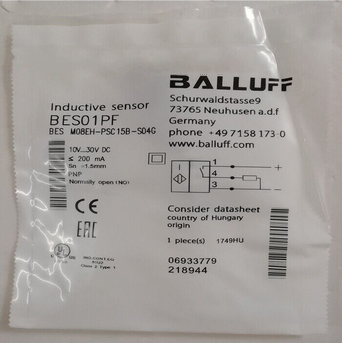 Balluff Proximity Sensor BES M08EH-PSC15B-S04G - BALLUFF