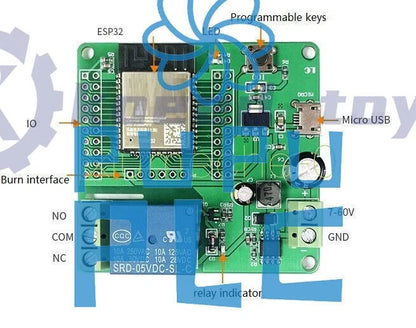 ESP32 Development Board Single Relay Module DC7-60V Micro USB 5V