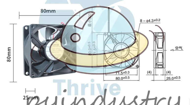 NMB 08025KA-12N-GT 8025 12V 0.30A IP68 Waterproof Fan