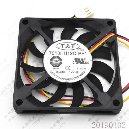 T&T 7010HH12C-PF1 7010 DC12V 0.39A 7CM 3-Pin Cooling Fan