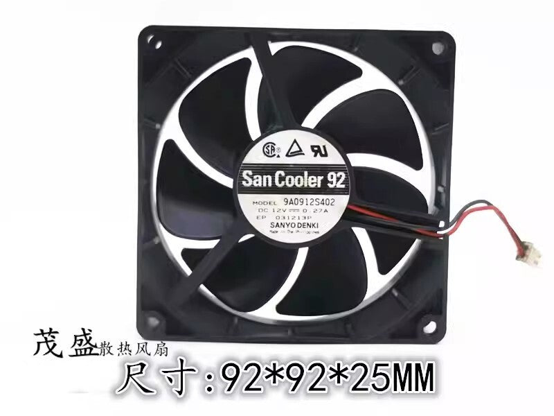 Sanyo 9A0912S402 DC12V 0.27A 9CM 2-Pin Mute Cooling Fan