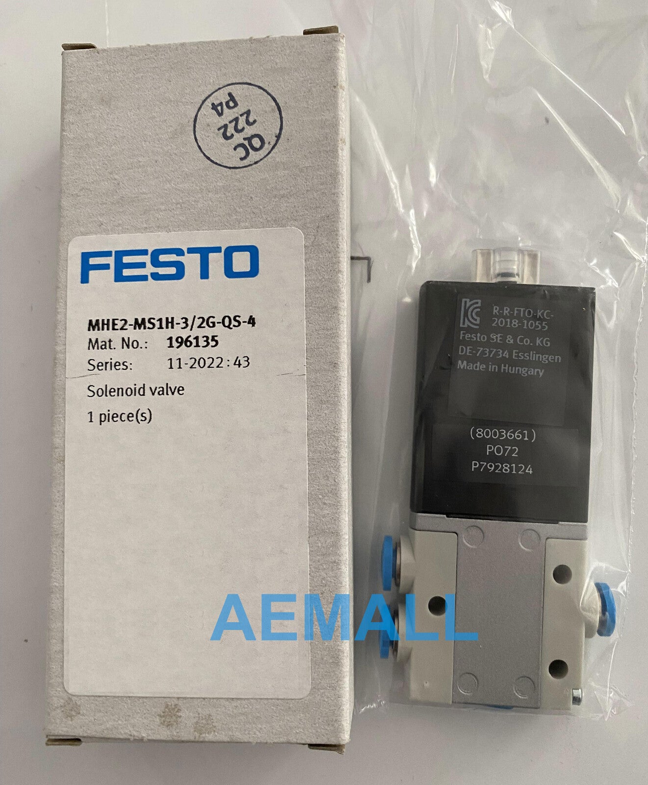1pcs Festo MHE2-MS1H-3/2G-QS-4 196135 Solenoid Valve