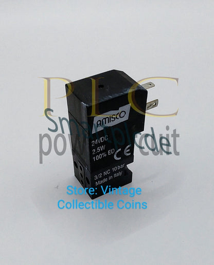 1PCS Unit AMISCO 24VDC 2.5W ED 3/2 NC 10bar Made in Italy Solenoid Pilot Valve