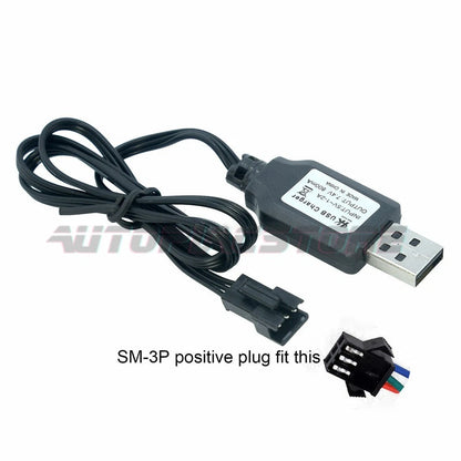 for LiPO Li-Ion RC Toys Battery 7.4V 800mA USB Charge Cable SM-3P positive plug