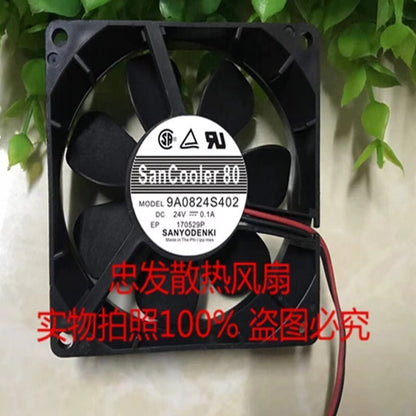 Sanyo 9A0824S402 8025 DC24V 0.1A 8CM 2-Wire Axial Cooling Fan