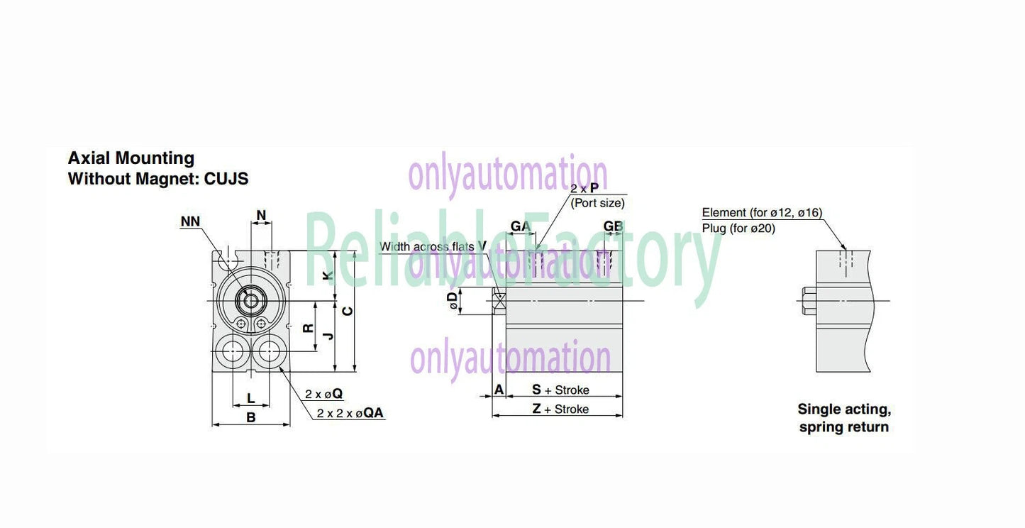 1PCS SMC CUJS12-5 Air Cylinder Without Auto Switch For Axial Mounting ~