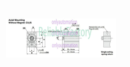 1PCS SMC CUJS12-5 Air Cylinder Without Auto Switch For Axial Mounting ~