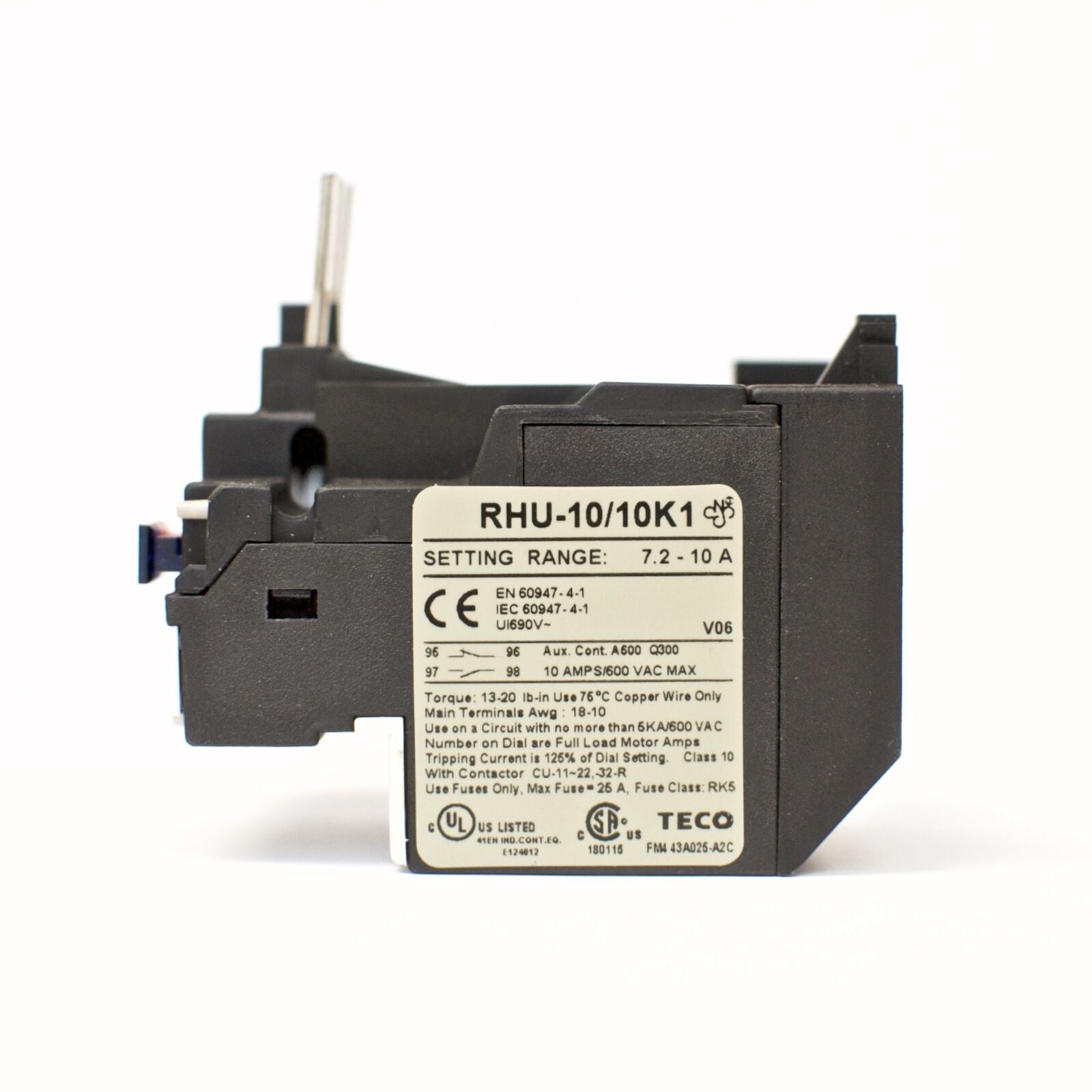 TECO RHU-10/10K1 Thermal Overload Relay, 7.2-10A - TECO