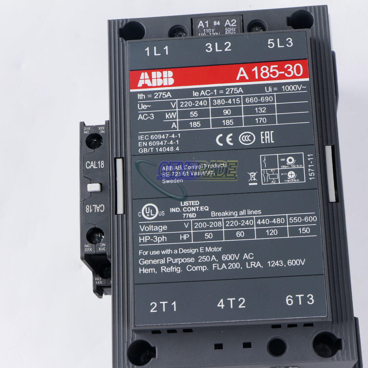new ONE ABB Contactor AC Contactor A185-30-11 185A 110V#HL - ABB