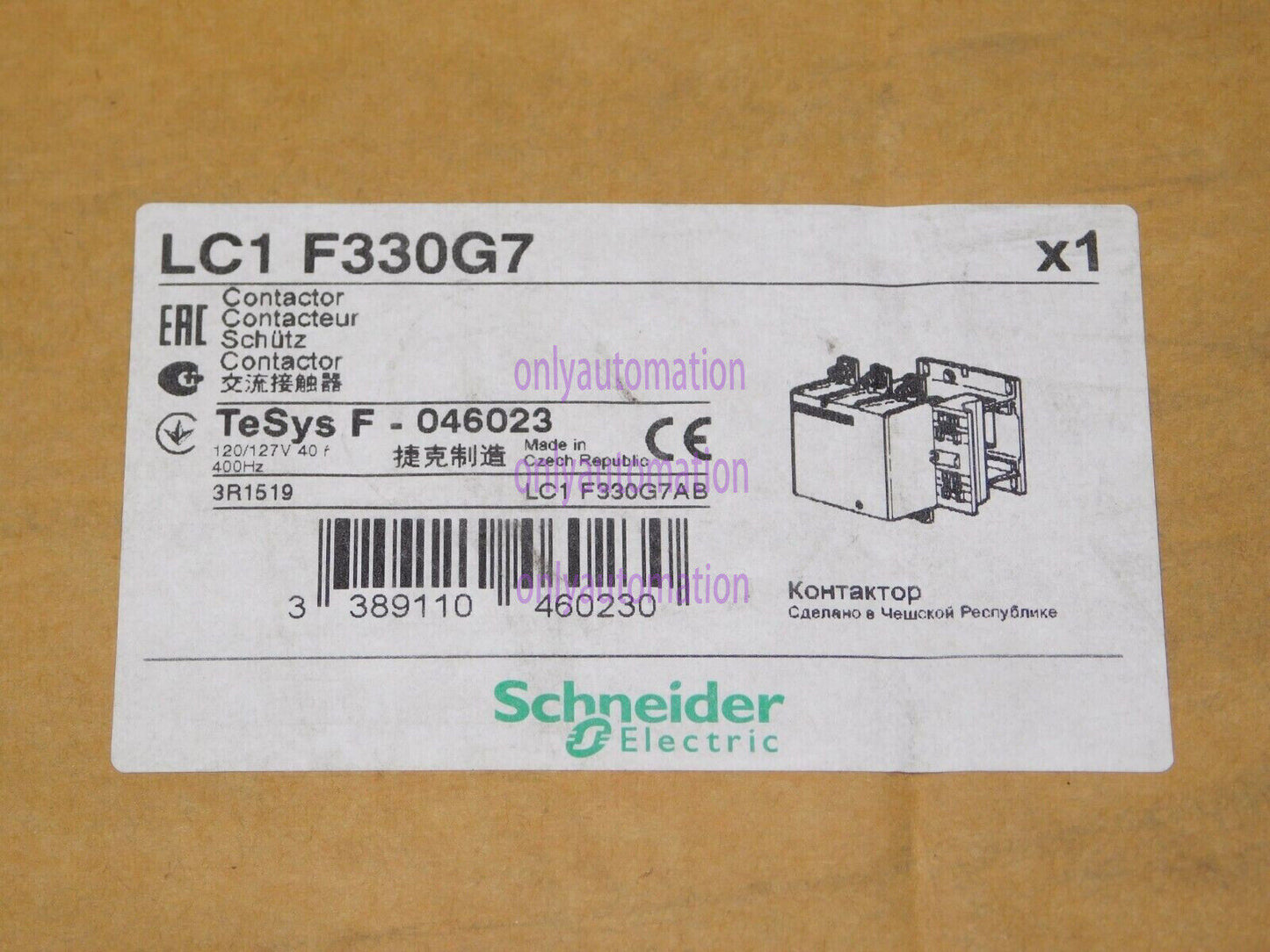 new Schneider Electric LC1F330G7 Non-Reversing 330 Amp 600 VAC IEC Contactor - SCHNEIDER ELECTRIC