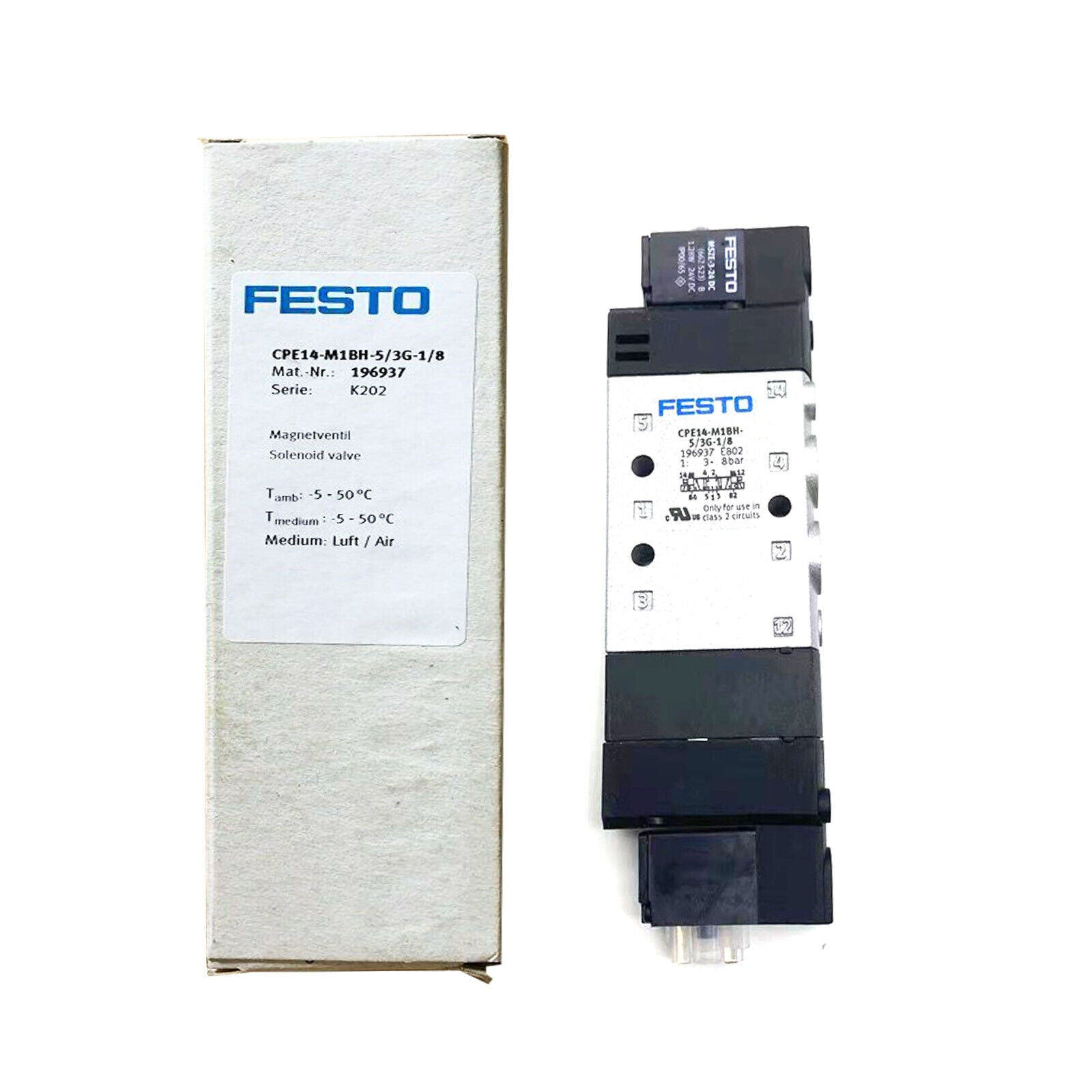 In Box FESTO CPE14-M1BH-5 3G-1/8 196937 Solenoid Valve FESTO