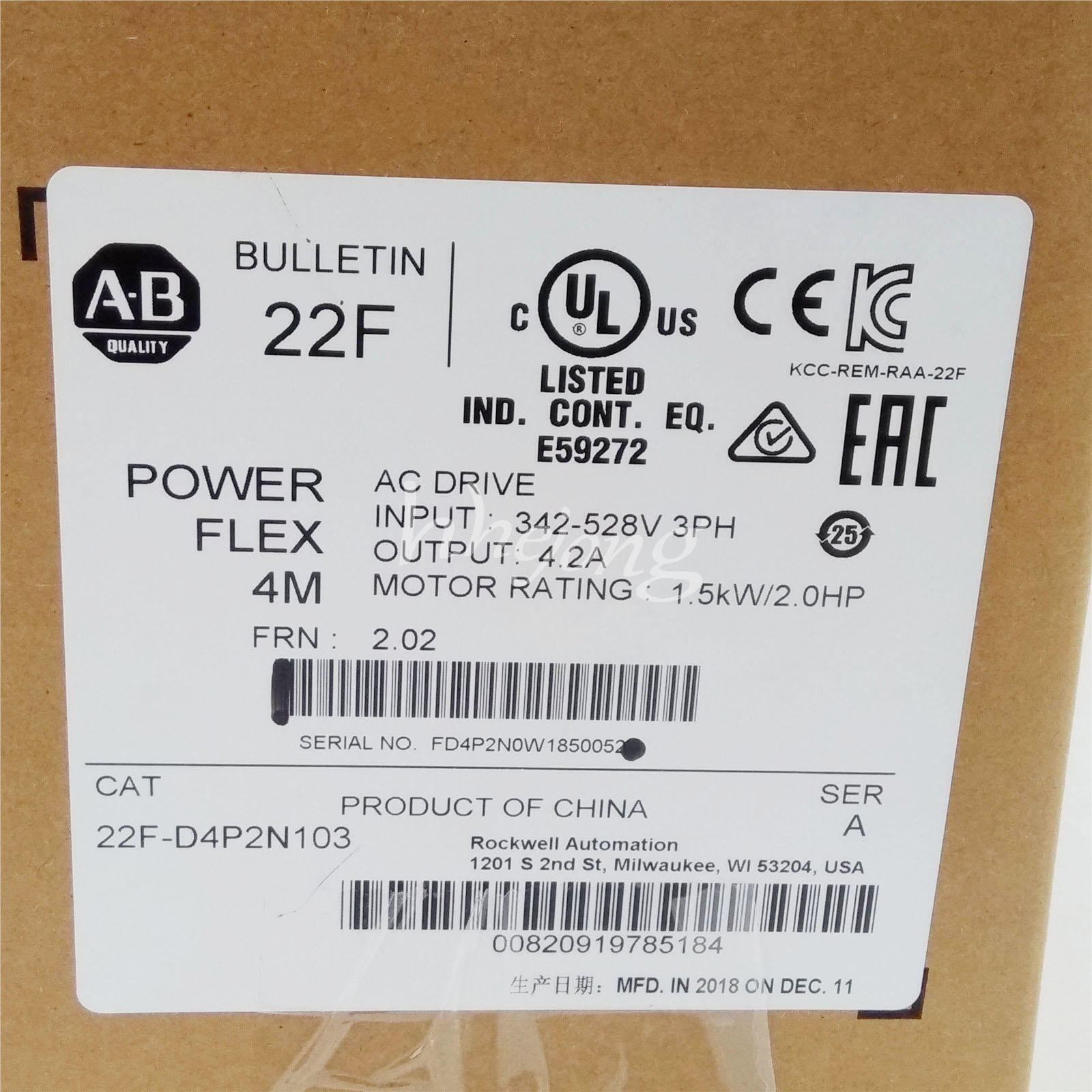 new 1PCS  Allen-Bradley AC Driver 22F-D4P2N103