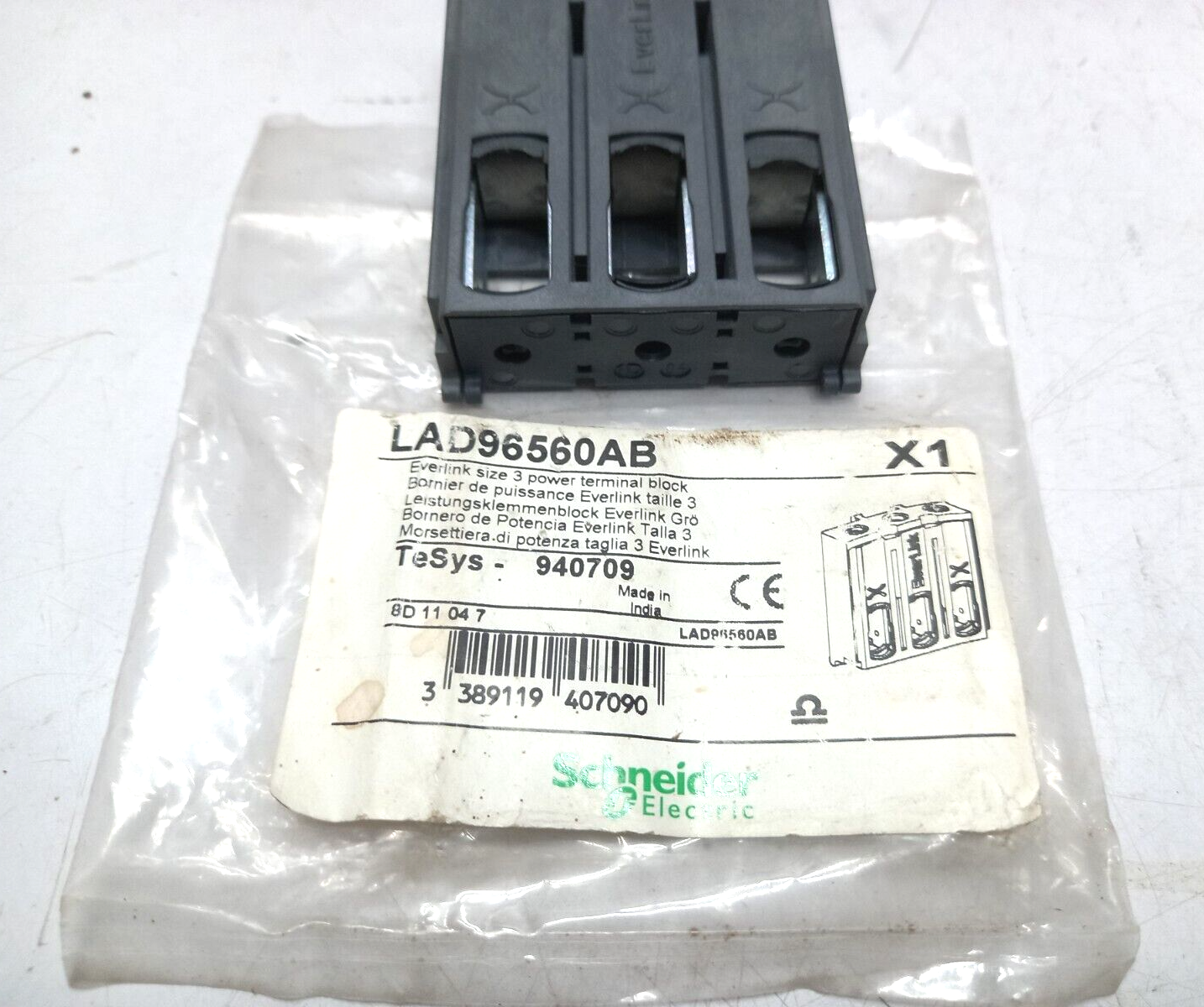 new Schneider LAD96560AB Everlink Size 3 Power Terminal Block TeSys-940709 LAD96560 - SCHNEIDER