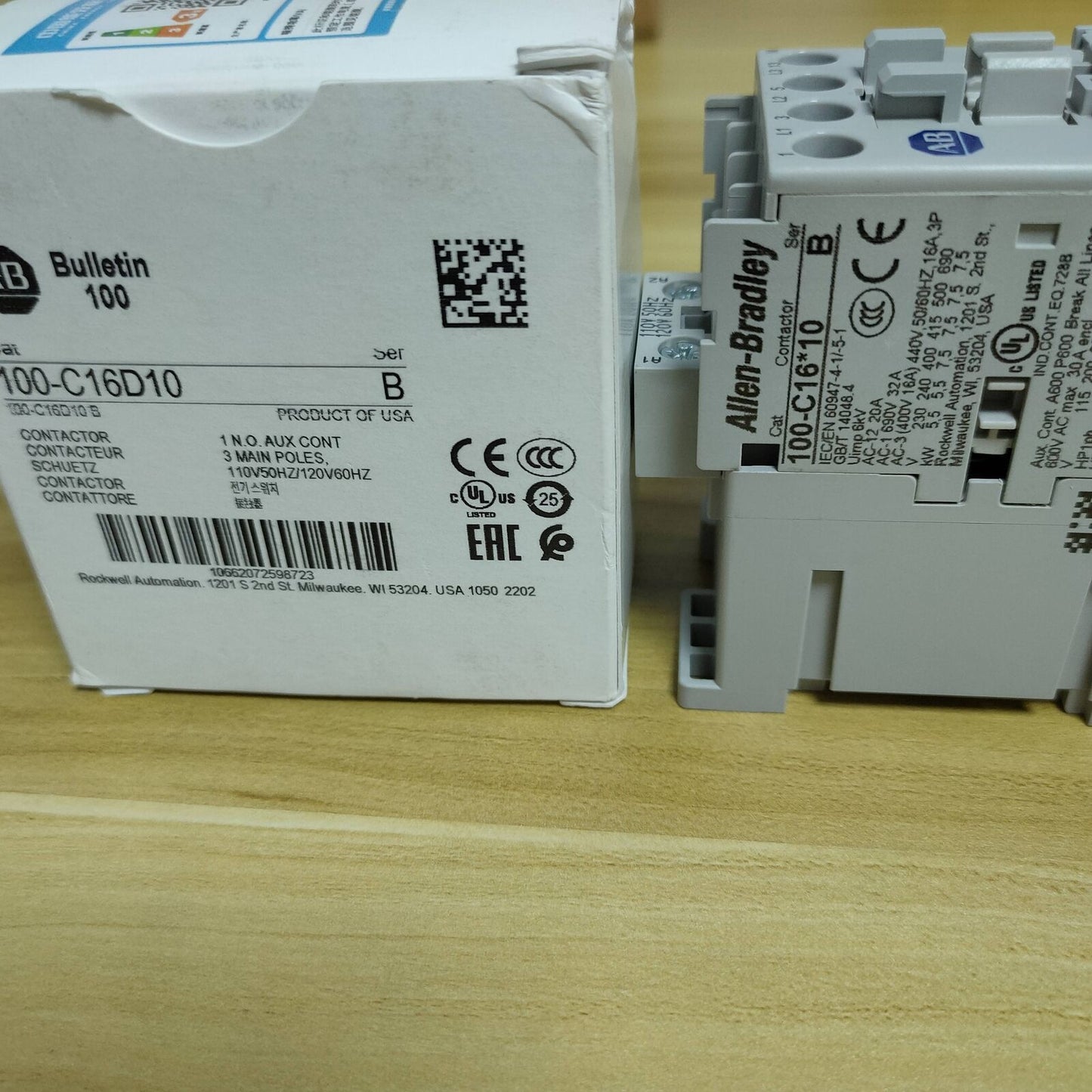 Allen-Bradley 100-C16D10 16 AMP 120VAC COIL IEC Contactor New Factory Sealed - 120VAC Contactor 16 AMP 100-C16D10 - ALLEN-BRADLEY