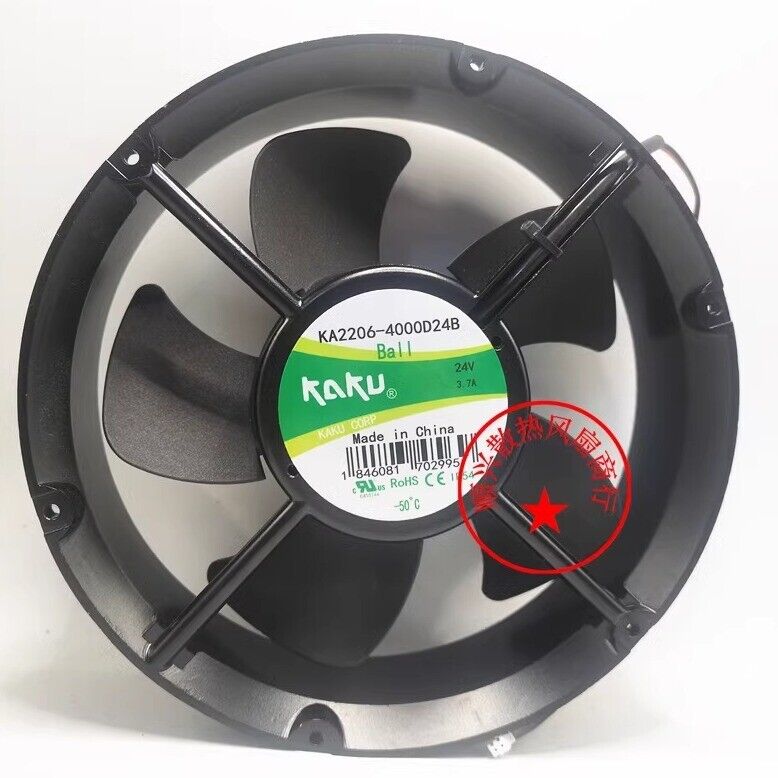 new 1 PCS KAKU Fan KA2206-400024B 24V 3.7A 22060 22CM 2 Wire aluminum frame fan
