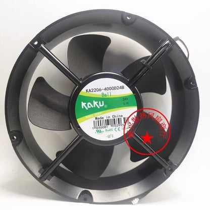 new 1 PCS KAKU Fan KA2206-400024B 24V 3.7A 22060 22CM 2 Wire aluminum frame fan
