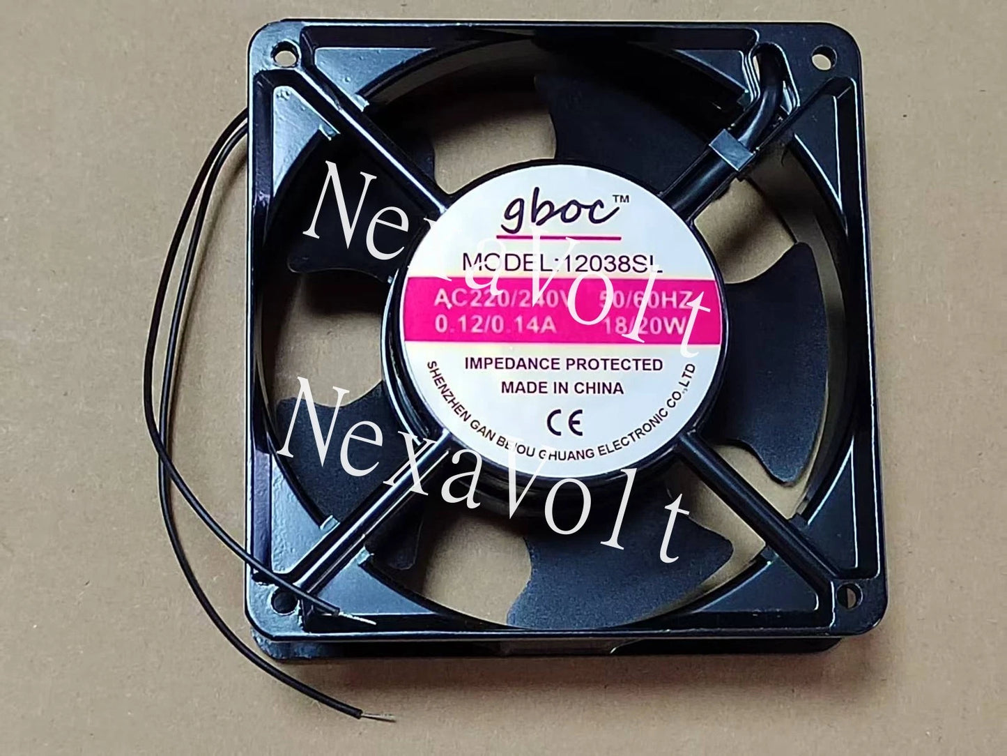 1 pcs GBOC Fan 12038SL AC 220/240V 0.12/0.14A 18/20W 12CM 120×120×38mm 2 Wire
