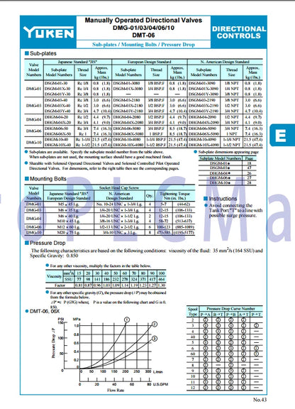 1PC~YUKEN DMG-01-3C2-10 Hand-Directional Valve ~