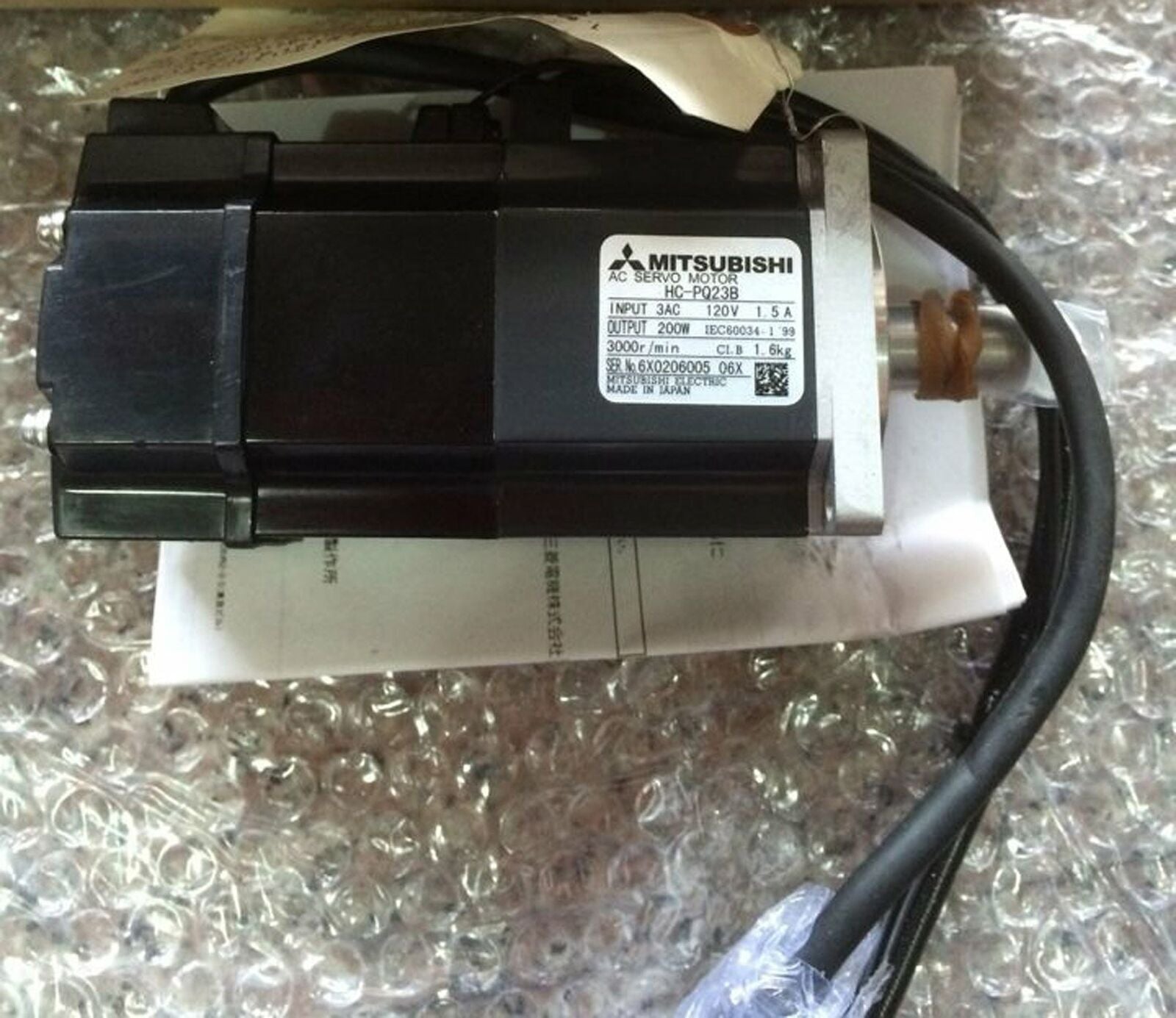Used Mitsubishi HC-PQ23B AC Servo Motor HCPQ23B Tested in Good Condition - MITSUBISHI