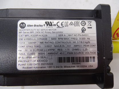 Allen Bradley MPL-A320P-H-X229 Servo Motor - ALLEN BRADLEY