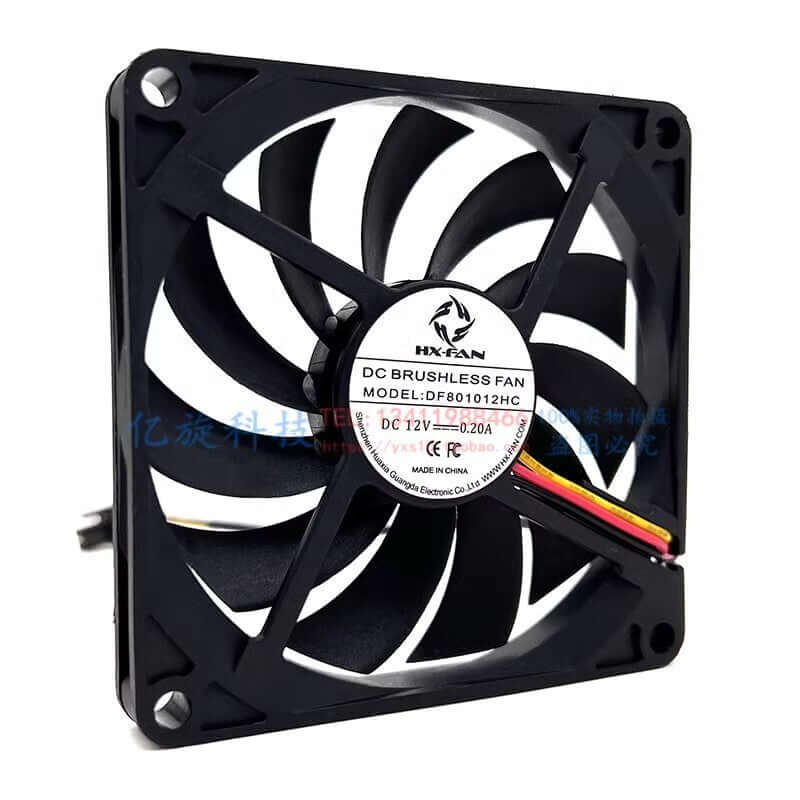 new HX-FAN DF801012HC 8010 DC12V 0.20A 8CM 3-Wire Silent Cooling Fan