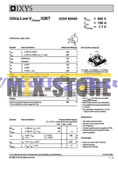1PCS Module IXYS IXGN60N60 Quality Assurance