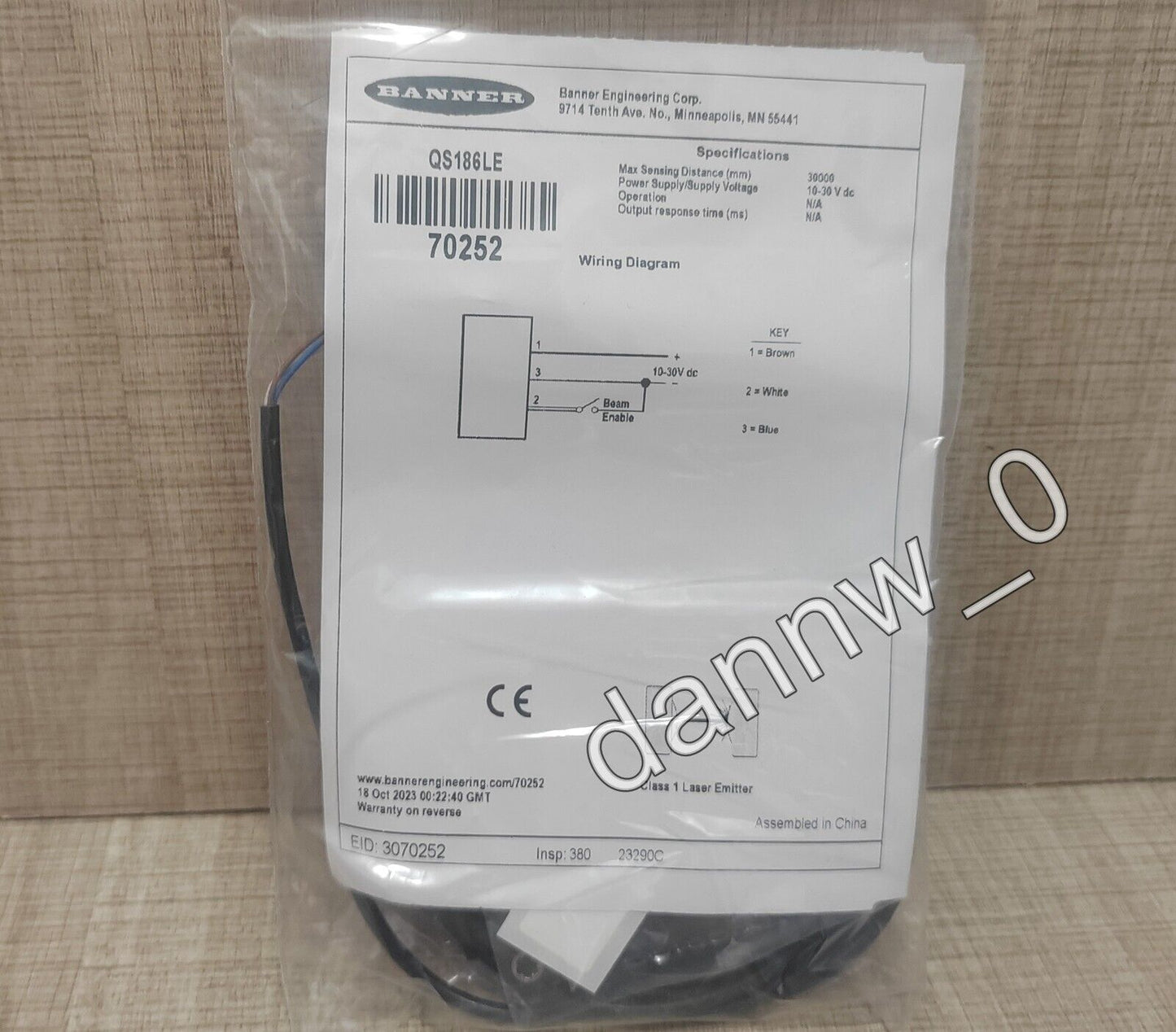 new extra payment for BANNER QS186LE order number 17-11676-59343 - KOEED