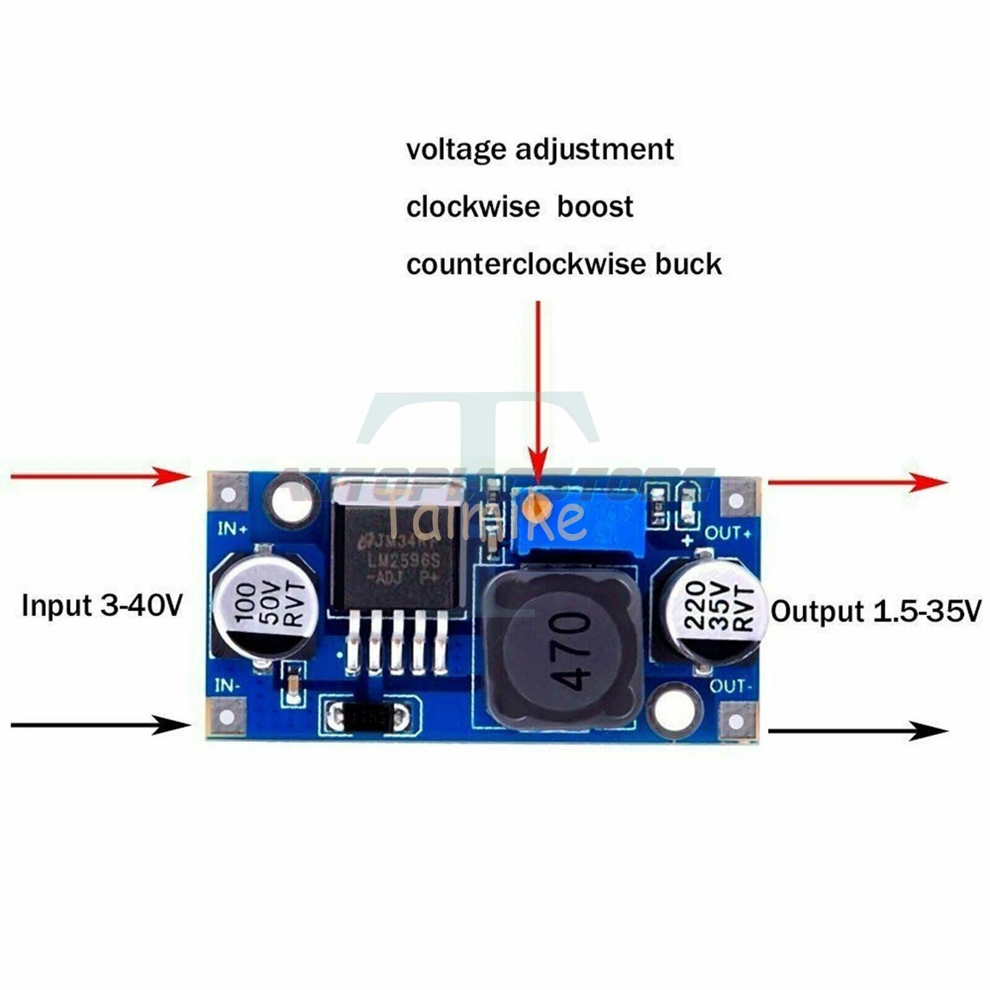 LM2596 DC-DC DC Adjustable Buck Power Supply Module Board 3A 12/24V to 12/5/3.3v