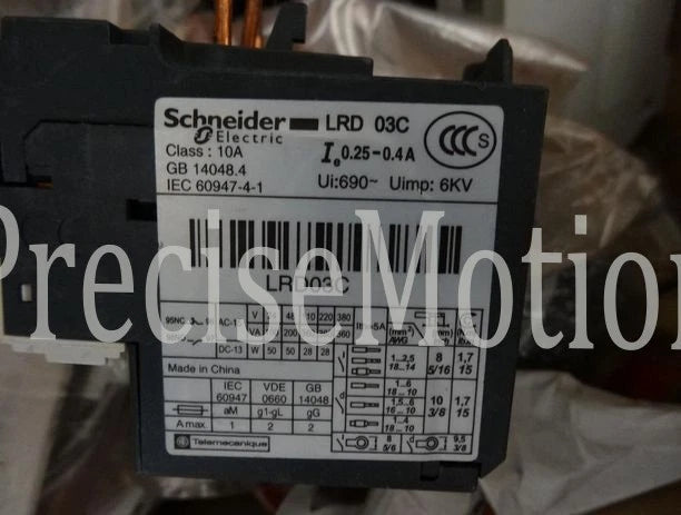 1PCS Schneider Thermal Overload Relay LRD03C 0.25-0.4A free shipping