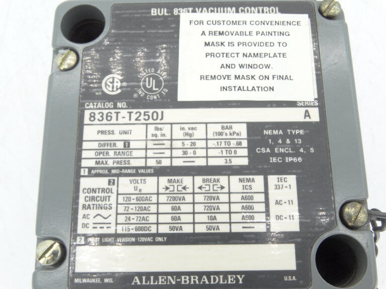 Allen Bradley 836T-T250J Series A Switch - 836T-T250J Switch - [Allen Bradley 836T-T250J Series A Switch] - ALLEN BRADLEY