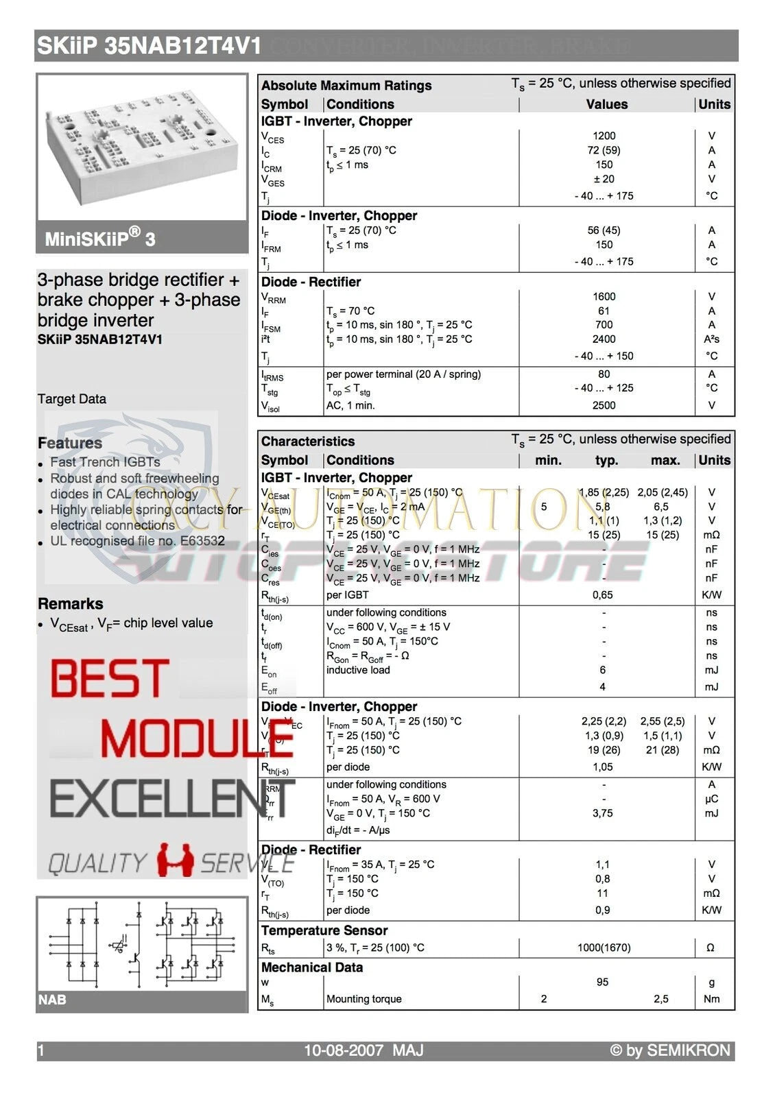 1PC SEMIKRON SKIIP35NAB12T4V1 power supply module Quality Assurance ~US