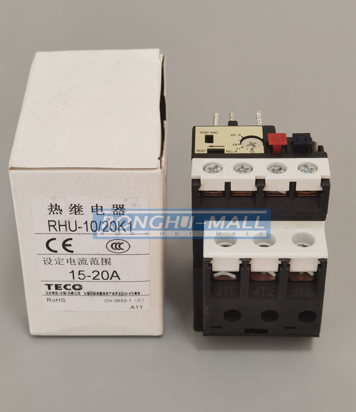 TECO THERMAL OVERLOAD PROTECTOR Relay RHU-10/20K1 15-20A - TECO
