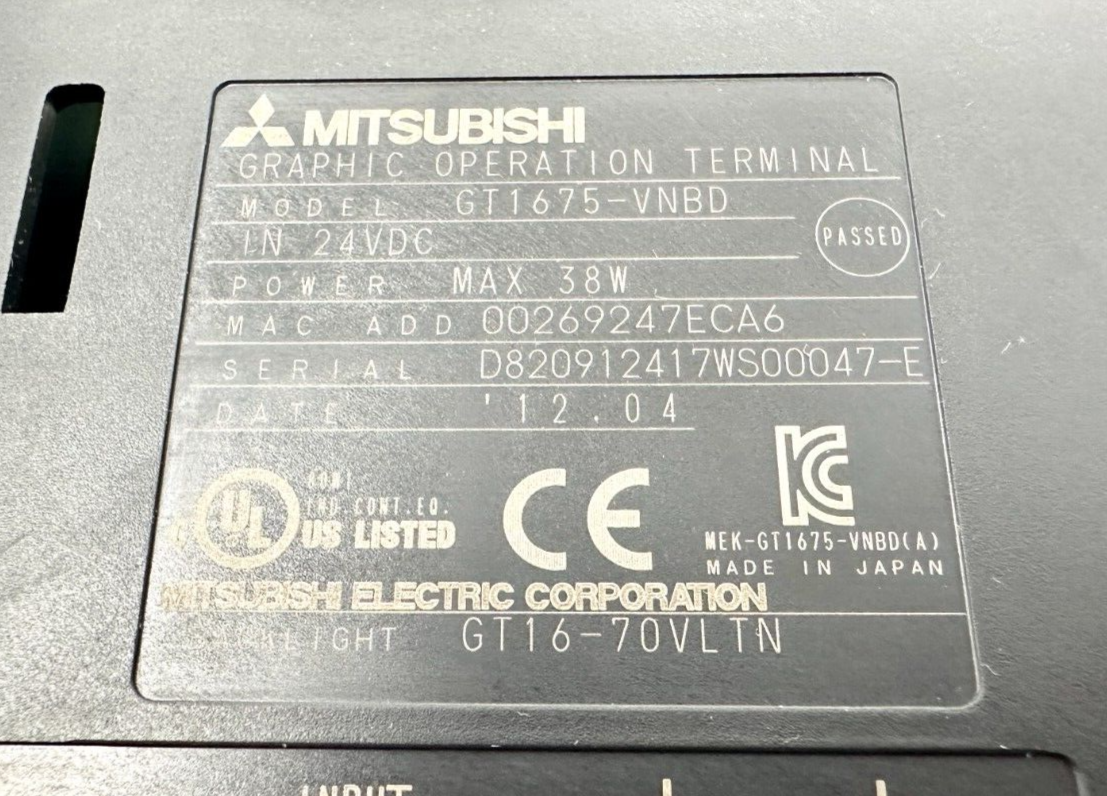 used Mitsubishi GT1675-VNBD HMI - MITSUBISHI