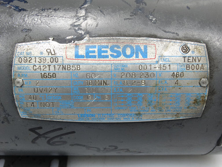 Leeson 092139.00 Motor - LEESON