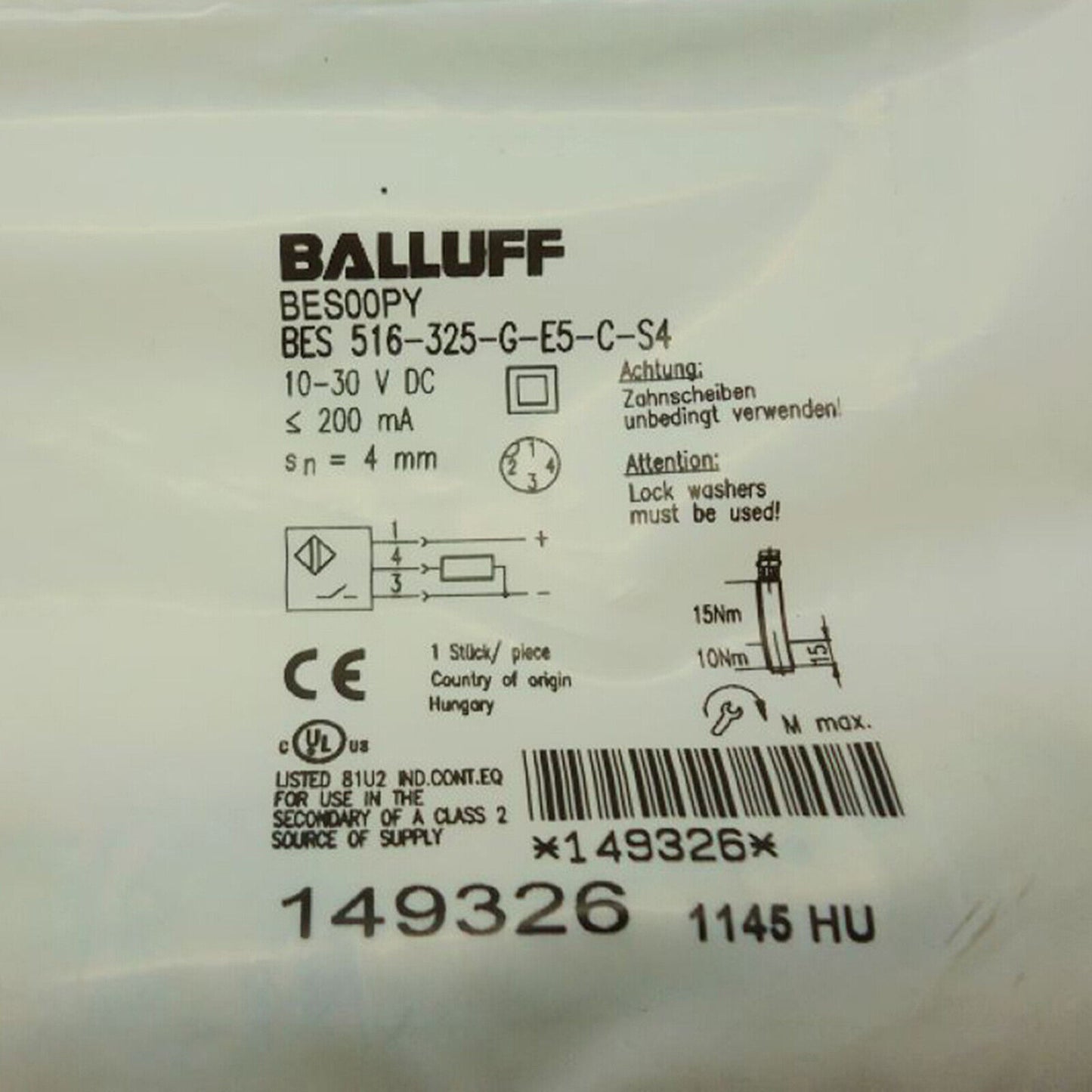 Balluff Proximity Switch BES 516-325-G-E5-C-S4 - BALLUFF