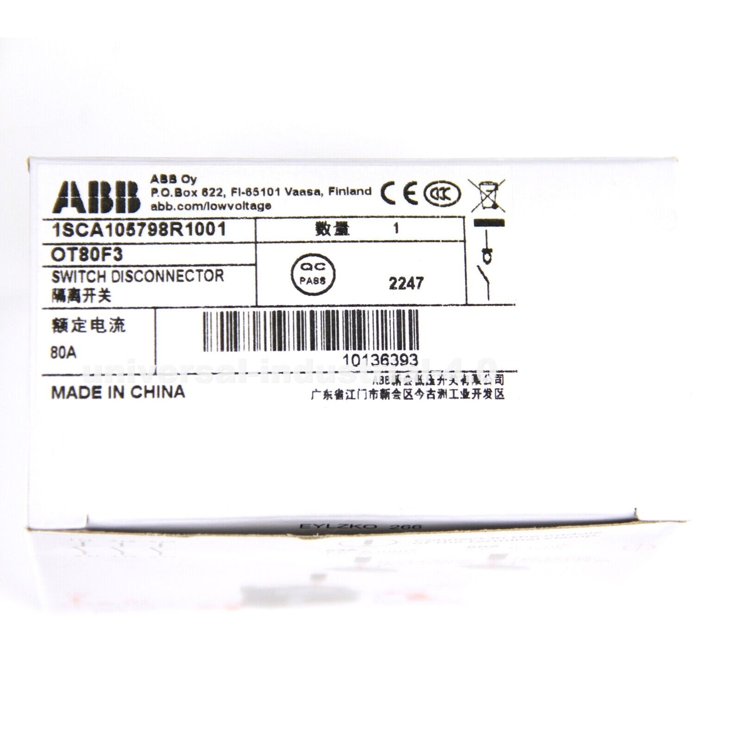 ABB OT80F3 1SCA105798R1001 10136393Disconnect Switch | ABB | industrial disconnect switch | industrial safety switch | industrial control switch - ABB