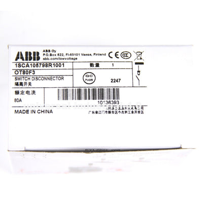 ABB OT80F3 1SCA105798R1001 10136393Disconnect Switch | ABB | industrial disconnect switch | industrial safety switch | industrial control switch - ABB